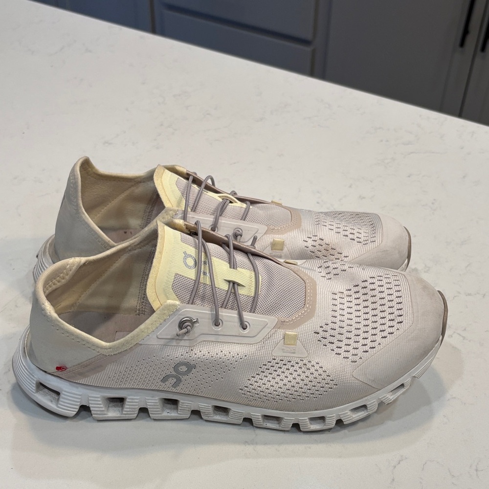 On Running Men's Cream and White Athletic Shoes